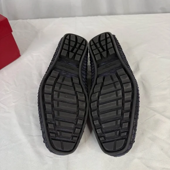 Salvatore Ferragamo Coast 4 Navy Python Loafers - Picture 6 of 11
